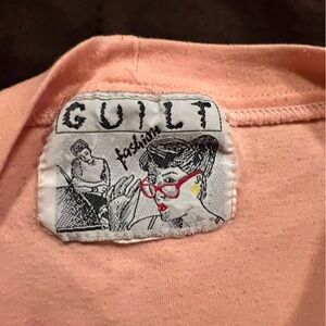 GUILT fashion Men's Colorblock T-Shirt Peach White Cotton Jersey Crew Neck